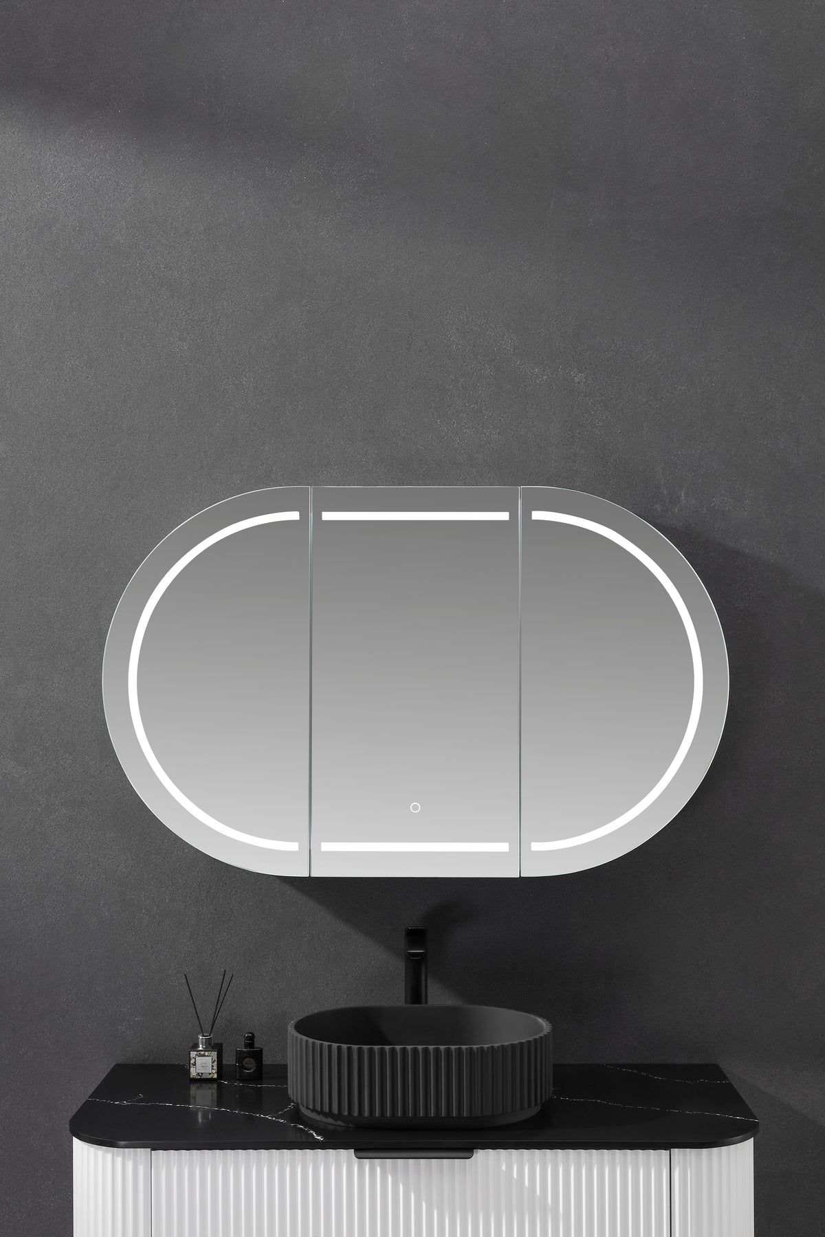 Allison Pill Shaving Cabinets 1200x750x150 LK-MAPLSV1275 — Matte Black, Pill Shape Mirrors