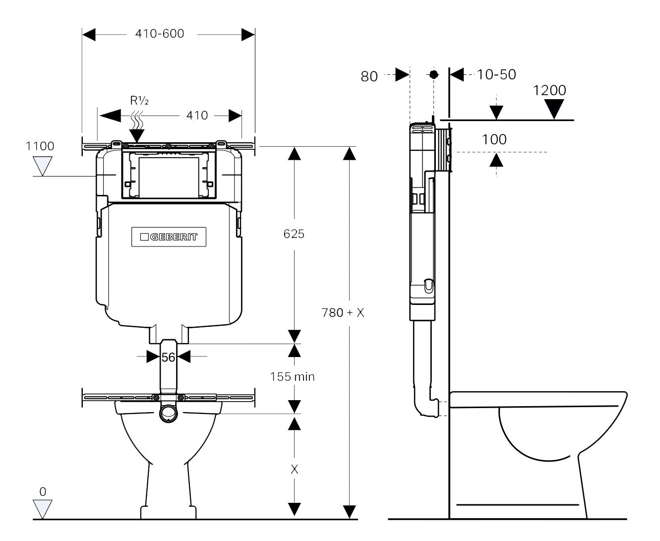 Geberit In-Wall Cistern (for Floor Mounted Pans)