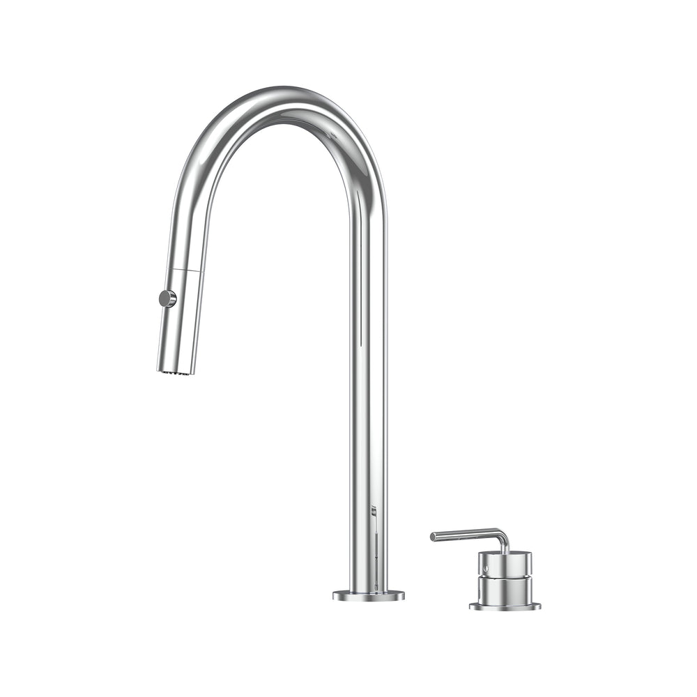 Meira Hob Pull Out Spray Sink Mixer Set 200 Curved Spout Lead Free - Chrome
