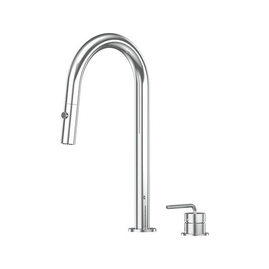 Meira Hob Pull Out Spray Sink Mixer Set 200 Curved Spout Lead Free - Chrome