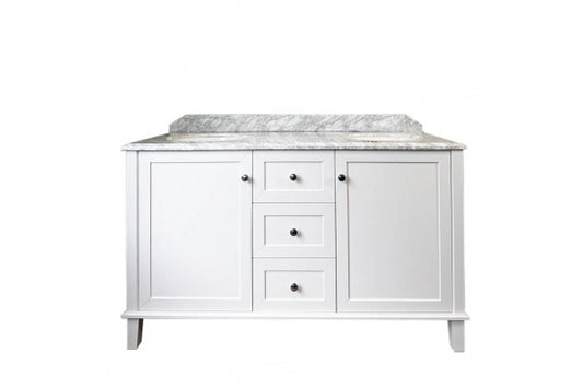 Coventry 150 x 56 Double Bowl Satin White Vanity with Real Marble Top & Ceramic Undercounter Basins