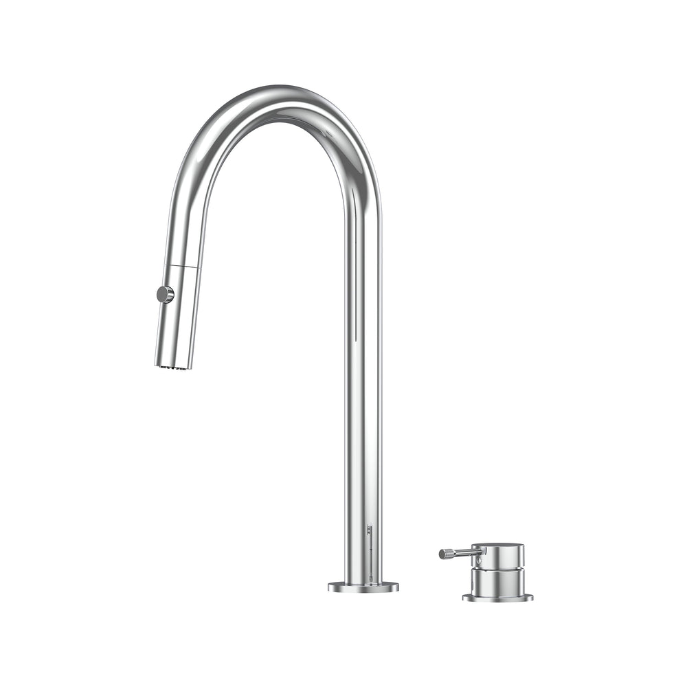 Leora Hob Pull Out Spray Sink Mixer Set 200 Curved Spout Lead Free - Chrome