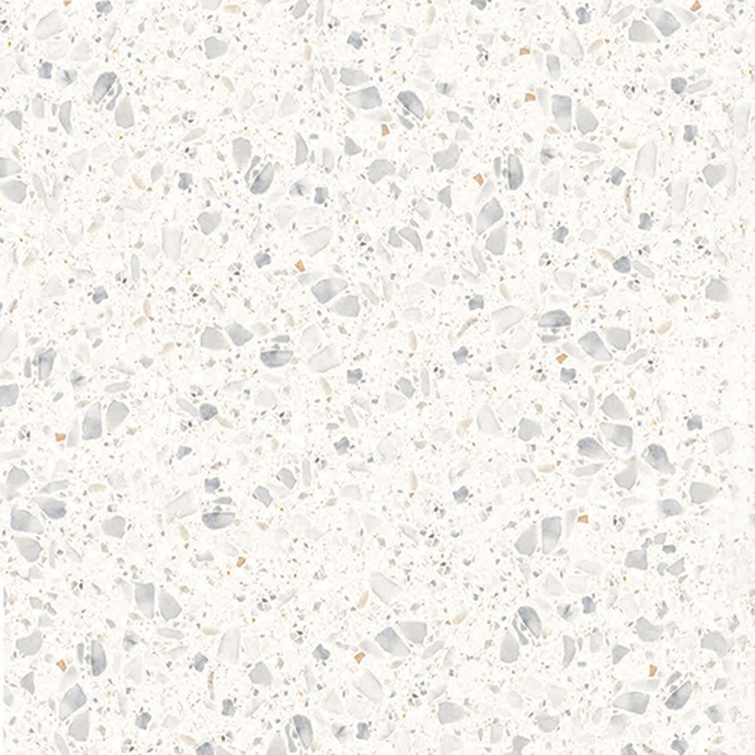 Viareggio White terrazzo close up showing soft grey fragments