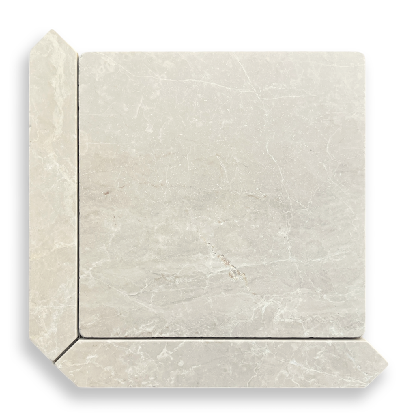 Grande Palazzo Botticino marble mosaic tumbled edge close up
