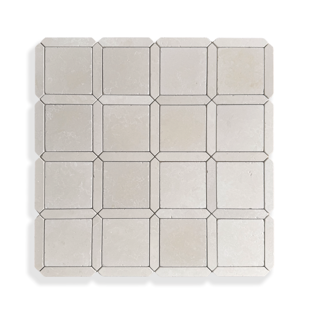 Palazzo Crema Serena limestone mosaic full sheet layout