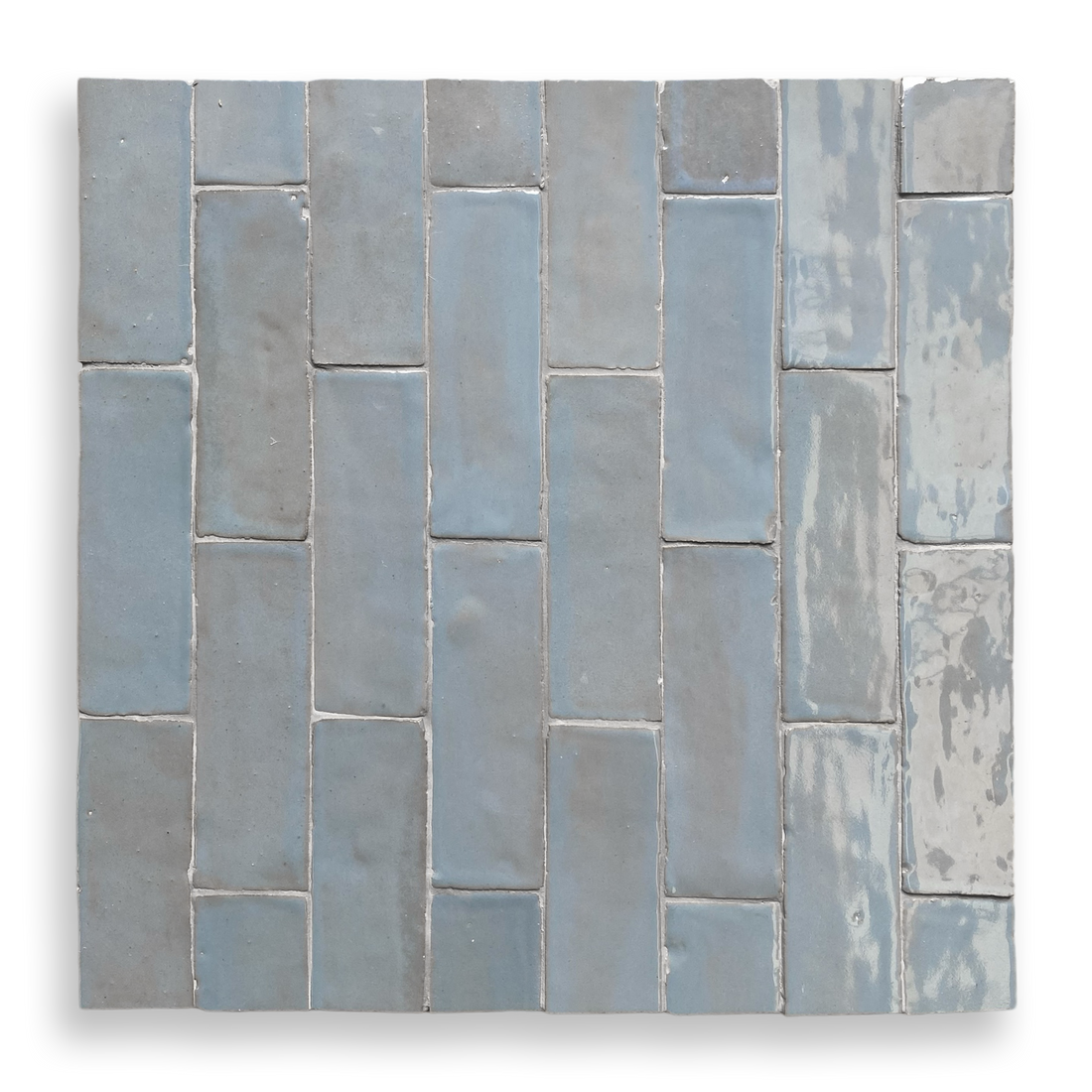 Medina Moroccan Bejmat Subway Tile in Blue Moon – fully tiled single-colour view