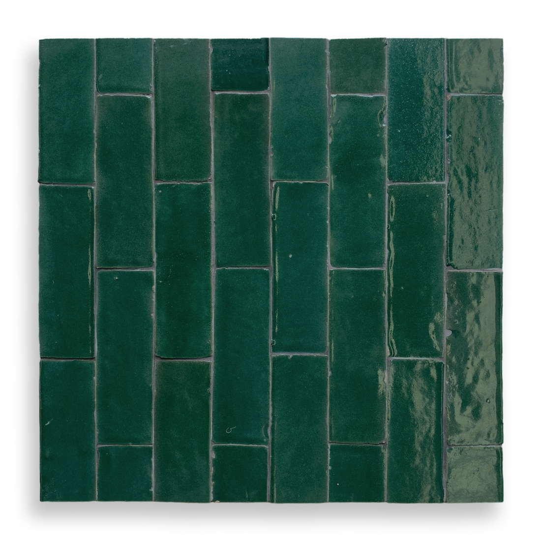 Medina Moroccan Bejmat Subway Tile in Emerald Green – fully tiled single-colour view