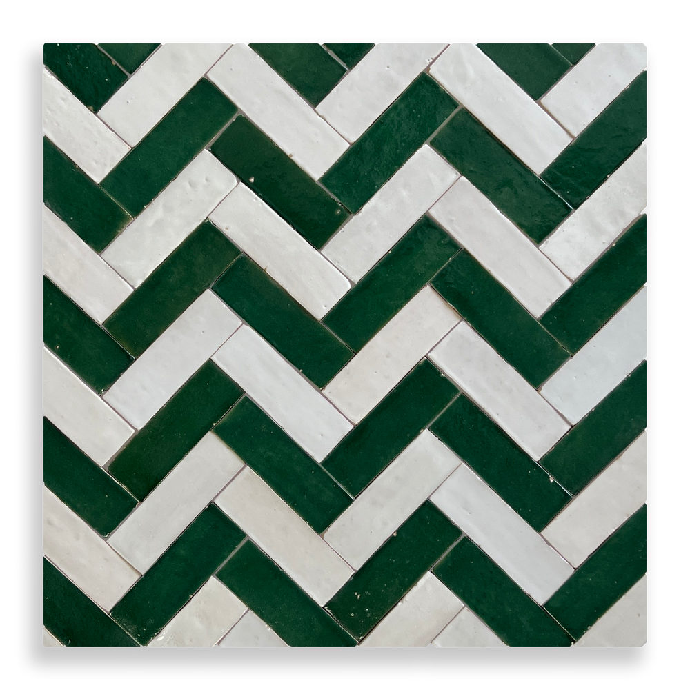 Medina Moroccan Bejmat Subway Tile in Emerald Green – tile and laying detail