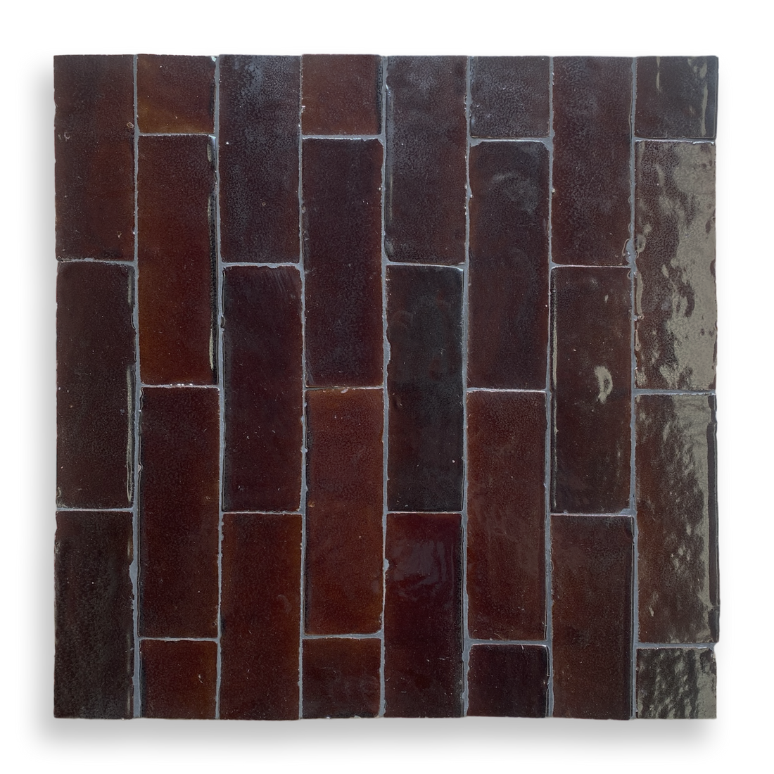 Medina Moroccan Bejmat Subway Tile in Chocolate Brown – fully tiled single-colour view