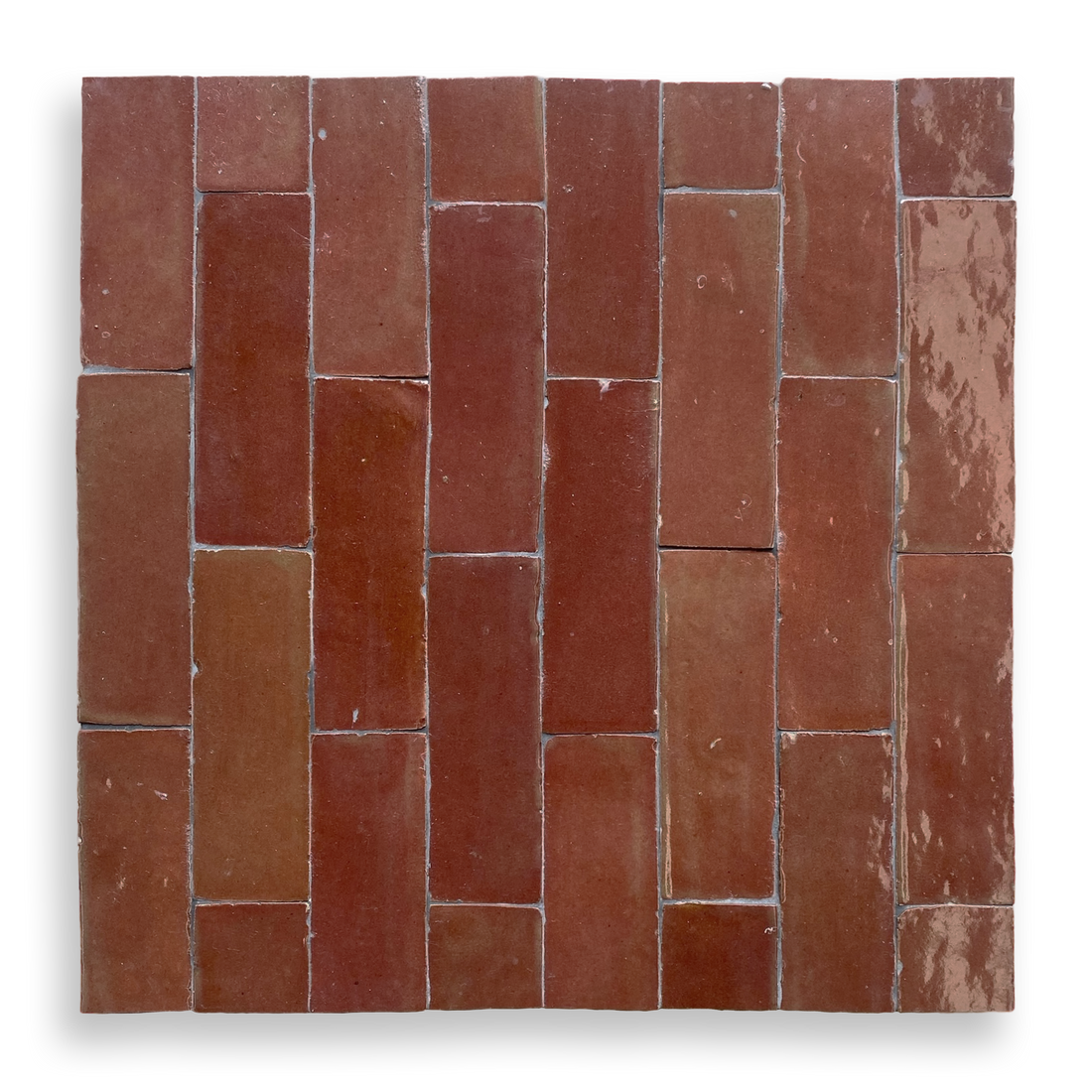 Medina Moroccan Bejmat Subway Tile in Rust – fully tiled single-colour view