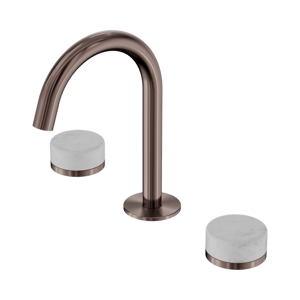 SERENITY BASIN SET ARC SPOUT WITH CARRARA HANDLE BRUSHED BRONZE