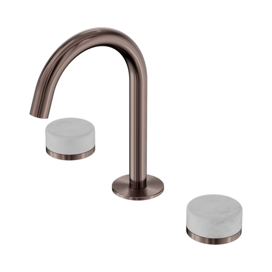 SERENITY BASIN SET ARC SPOUT WITH CARRARA HANDLE BRUSHED BRONZE
