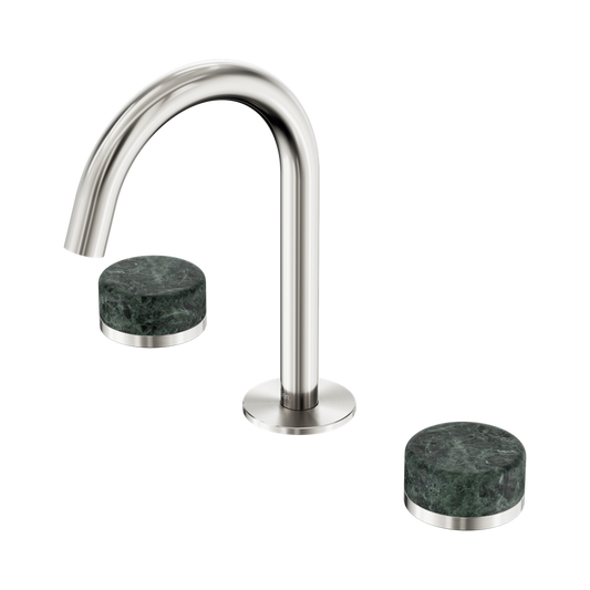SERENITY BASIN SET ARC SPOUT WITH VERDE ALPI HANDLE BRUSHED NICKEL