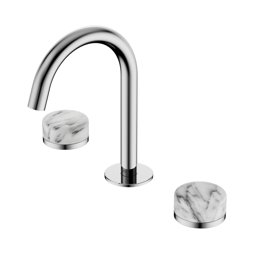 SERENITY BASIN SET ARC SPOUT WITH ARABESCATO CORCHIA HANDLE CHROME