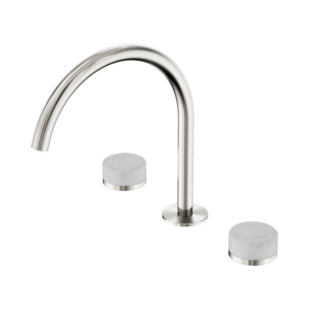 SERENITY BATH/KITCHEN SET ARC SPOUT WITH CARRARA HANDLE BRUSHED NICKEL