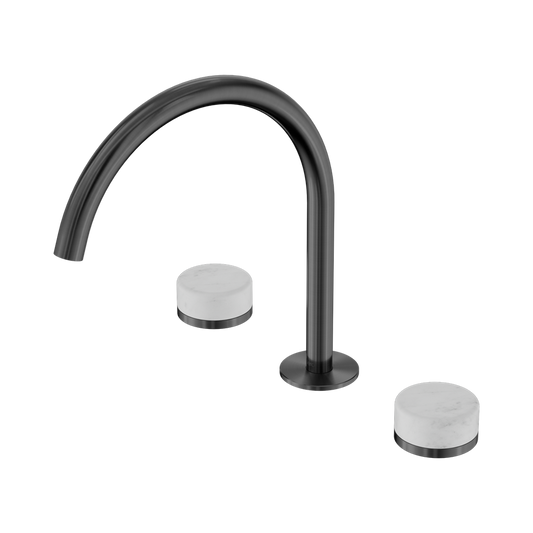 SERENITY BATH/KITCHEN SET ARC SPOUT WITH CARRARA HANDLE GUN METAL