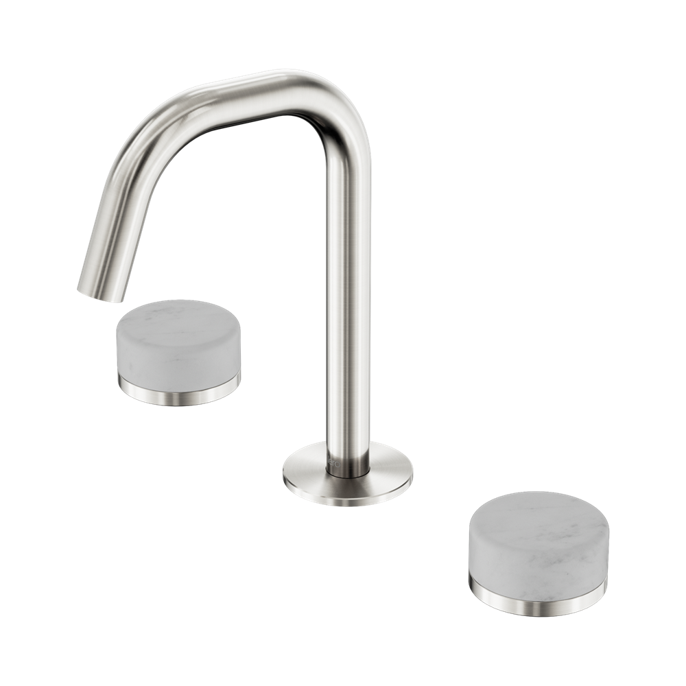 SERENITY BASIN SET EDGE SPOUT WITH CARRARA HANDLE BRUSHED NICKEL