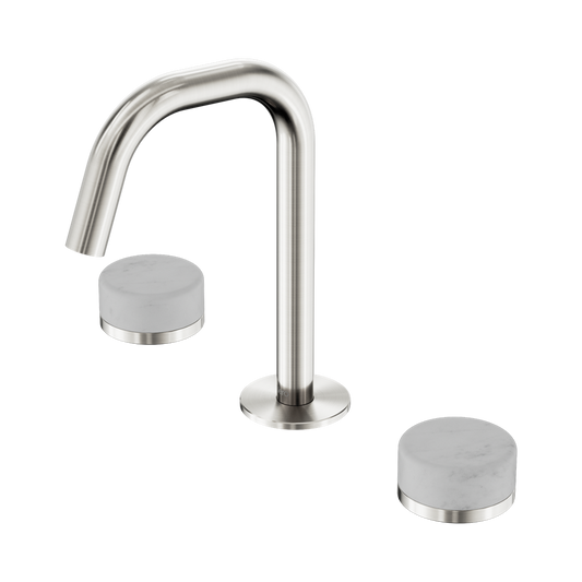 SERENITY BASIN SET EDGE SPOUT WITH CARRARA HANDLE BRUSHED NICKEL