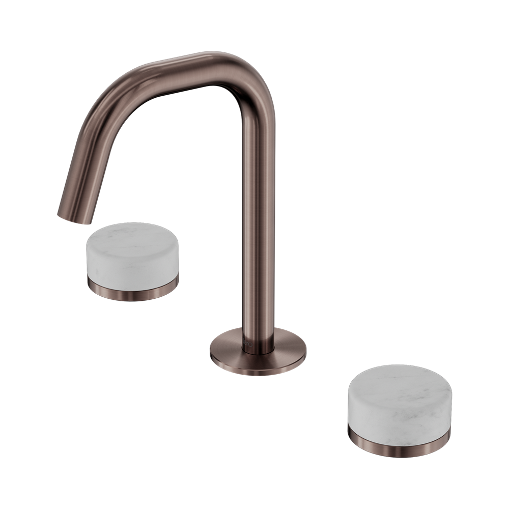 SERENITY BASIN SET EDGE SPOUT WITH CARRARA HANDLE BRUSHED BRONZE