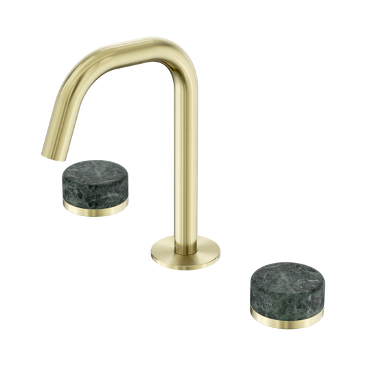 SERENITY BASIN SET EDGE SPOUT WITH VERDE ALPI HANDLE BRUSHED GOLD