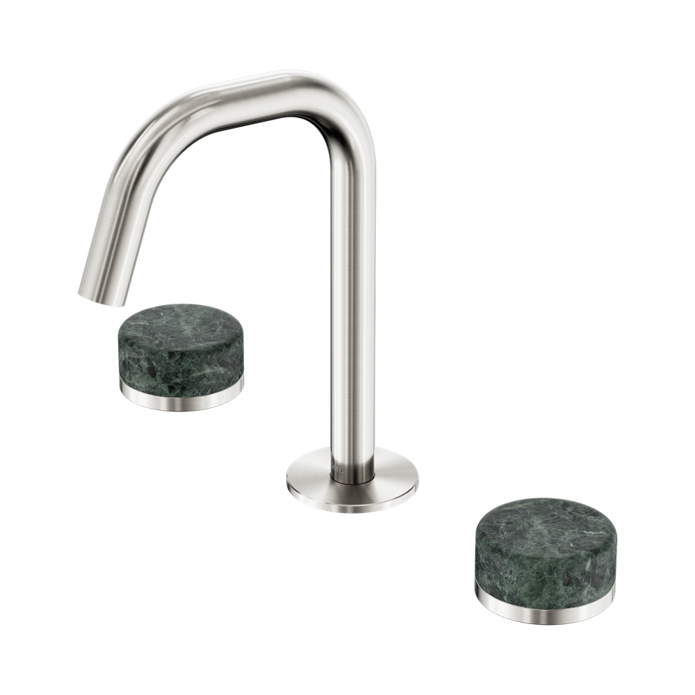 SERENITY BASIN SET EDGE SPOUT WITH VERDE ALPI HANDLE BRUSHED NICKEL
