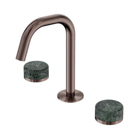 SERENITY BASIN SET EDGE SPOUT WITH VERDE ALPI HANDLE BRUSHED BRONZE