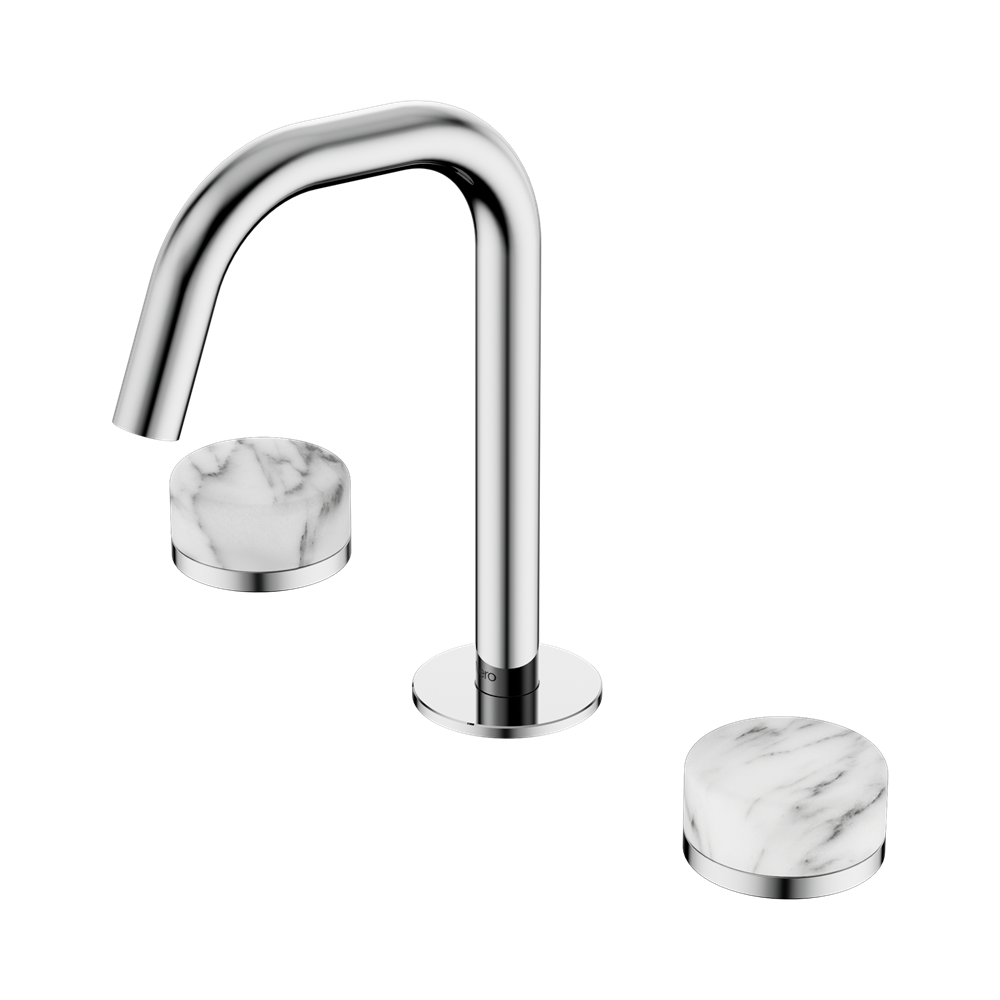 SERENITY BASIN SET EDGE SPOUT WITH ARABESCATO CORCHIA HANDLE CHROME