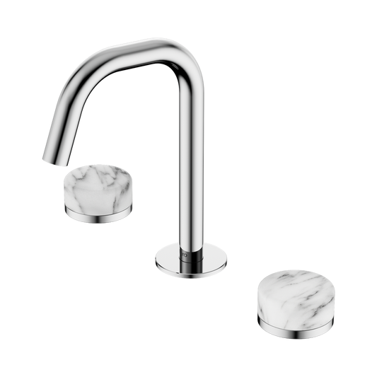 SERENITY BASIN SET EDGE SPOUT WITH ARABESCATO CORCHIA HANDLE CHROME