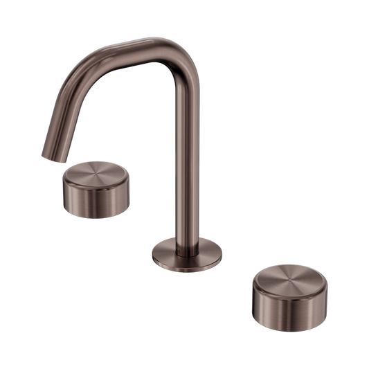 SERENITY BASIN SET EDGE SPOUT WITH METAL HANDLE BRUSHED BRONZE