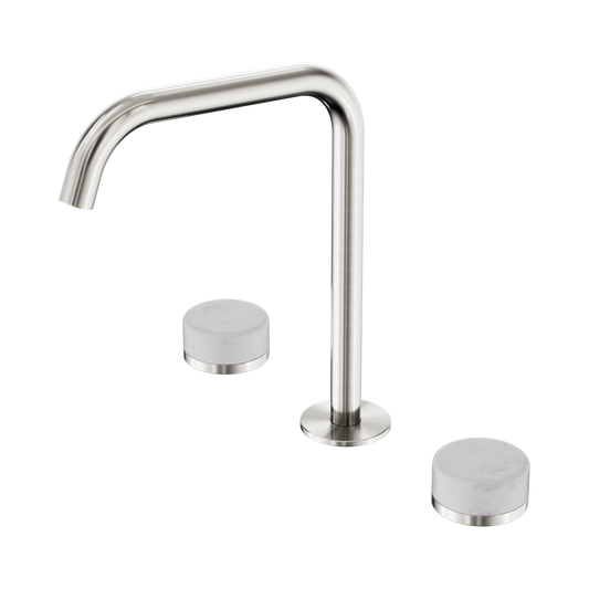 SERENITY BATH/KITCHEN SET EDGE SPOUT WITH CARRARA HANDLE BRUSHED NICKEL