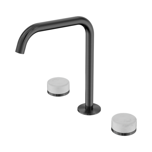 SERENITY BATH/KITCHEN SET EDGE SPOUT WITH CARRARA HANDLE GUN METAL