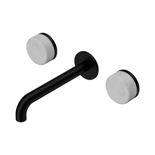SERENITY WALL BASIN SET 160/185/220MM SPOUT WITH CARRARA HANDLE MATTE BLACK