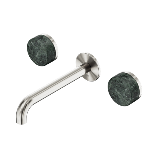 SERENITY WALL BASIN SET 160/185/220MM SPOUT WITH VERDE ALPI HANDLE BRUSHED NICKEL