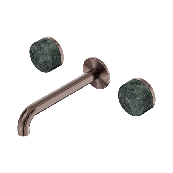 SERENITY WALL BASIN SET 160/185/220MM SPOUT WITH VERDE ALPI HANDLE BRUSHED BRONZE