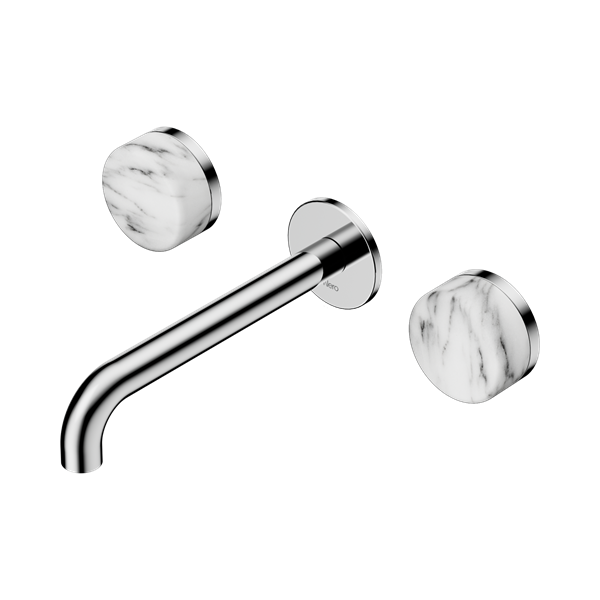 SERENITY WALL BASIN SET 160/185/220MM SPOUT WITH ARABESCATO CORCHIA HANDLE CHROME