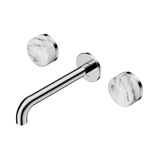 SERENITY WALL BASIN SET 160/185/220MM SPOUT WITH ARABESCATO CORCHIA HANDLE CHROME