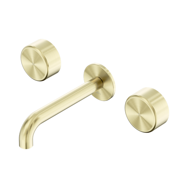 SERENITY WALL BASIN SET 160/185/220MM SPOUT WITH METAL HANDLE BRUSHED GOLD