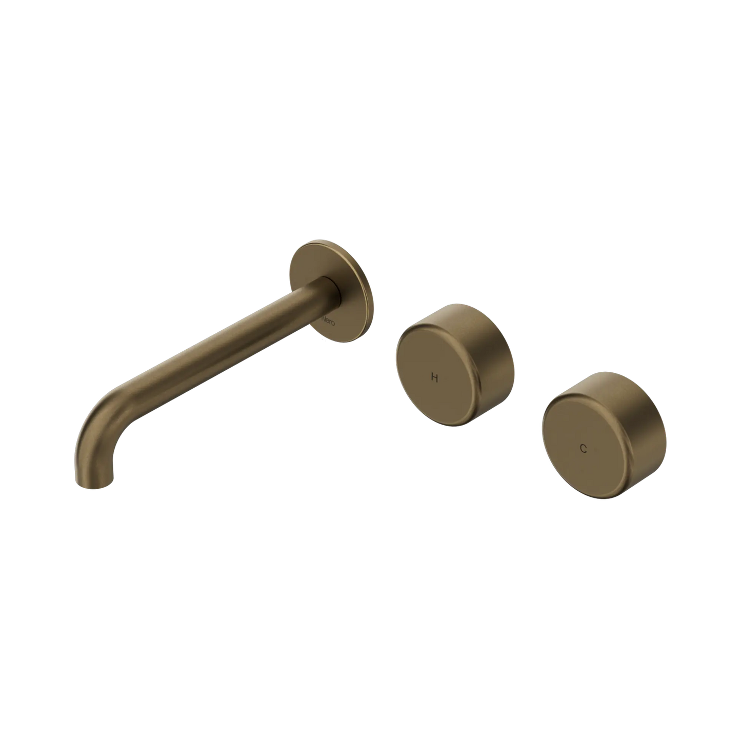 Serenity Wall Basin Set 185/220mm Offset Spout With Metal Handle Tumbled Antique Brass