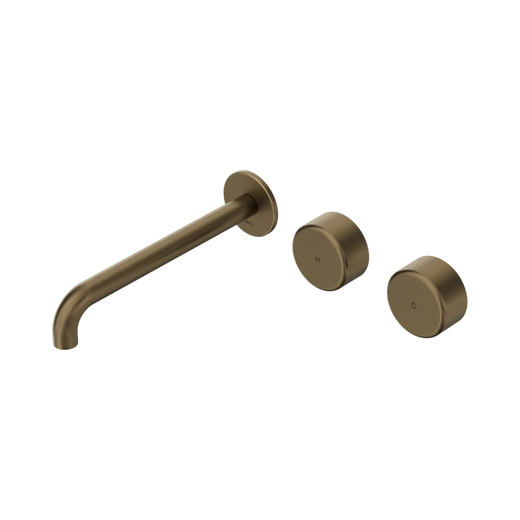 Serenity Wall Basin Set 185/220mm Offset Spout With Metal Handle Tumbled Antique Brass