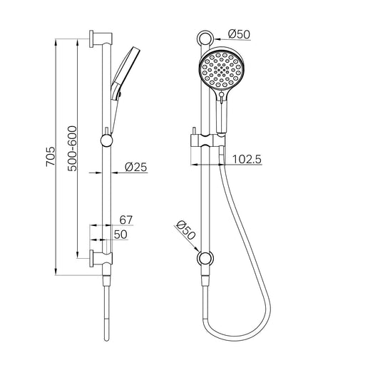SERENITY RAIL SHOWER GUN METAL