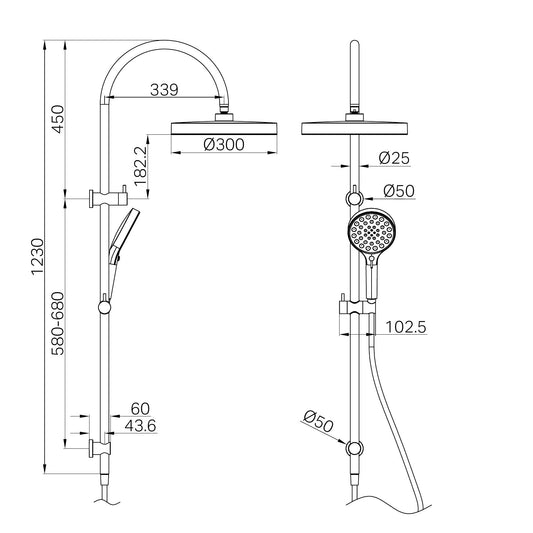 SERENITY TWIN SHOWER BRUSHED NICKEL