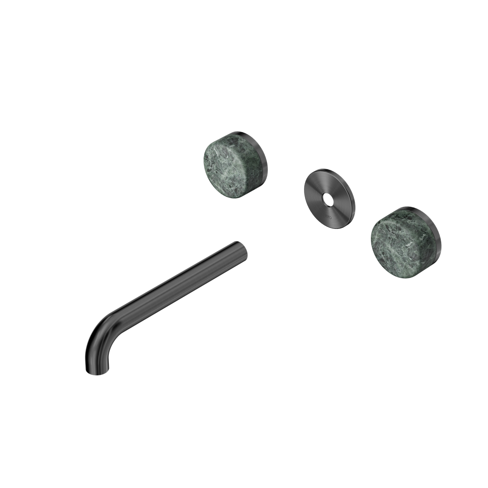SERENITY WALL BASIN SET 160/185/220MM SPOUT WITH VERDE ALPI HANDLE TRIM KIT ONLY GUN METAL