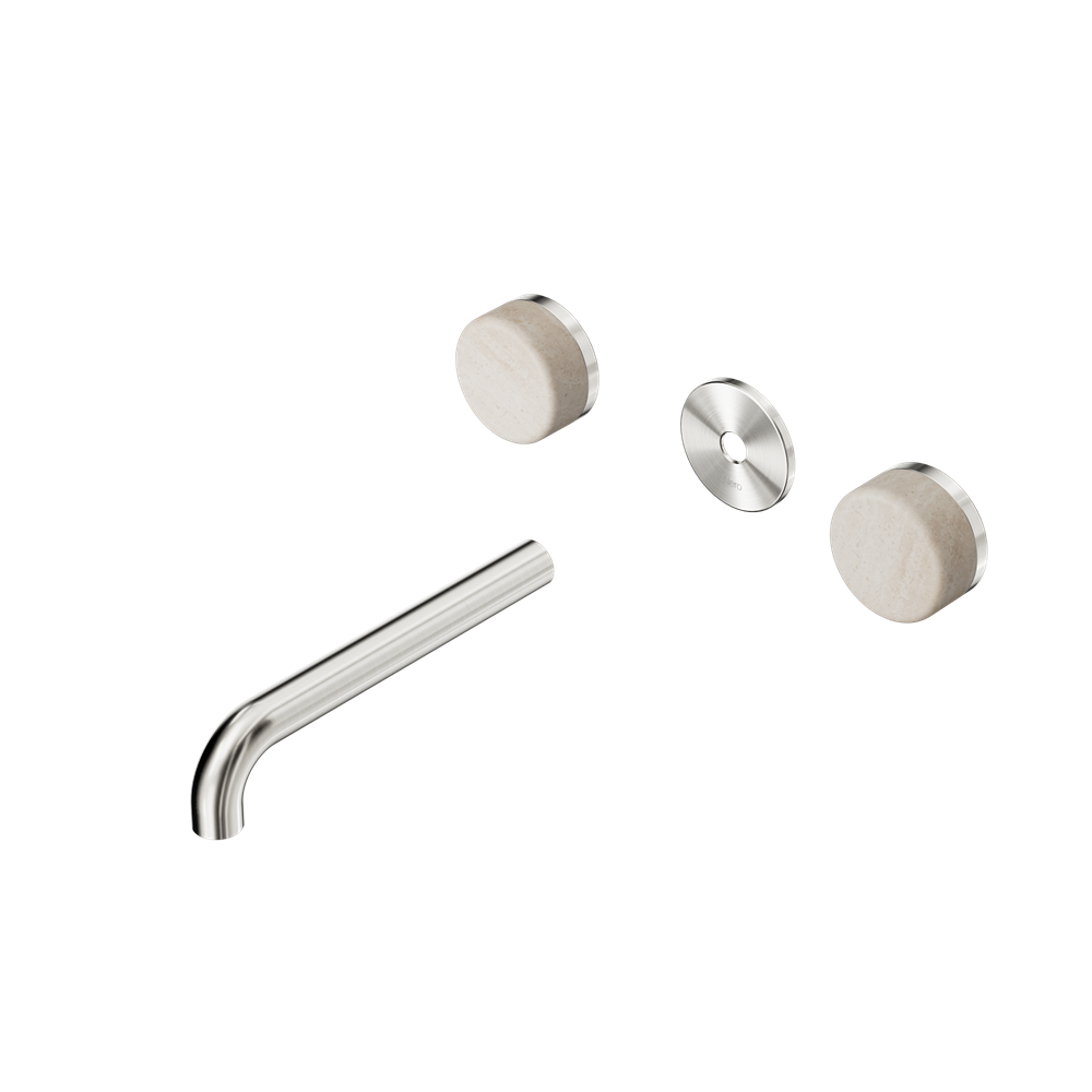 SERENITY WALL BASIN SET 160/185/220MM SPOUT WITH ROME TRAVERTINE HANDLE TRIM KIT ONLY BRUSHED NICKEL