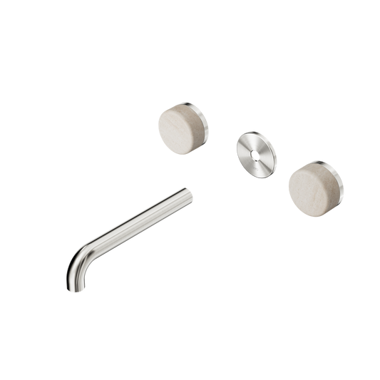 SERENITY WALL BASIN SET 160/185/220MM SPOUT WITH ROME TRAVERTINE HANDLE TRIM KIT ONLY BRUSHED NICKEL
