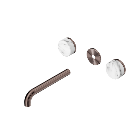 SERENITY WALL BASIN SET 160/185/220MM SPOUT WITH ARABESCATO CORCHIA HANDLE TRIM KIT ONLY BRUSHED BRONZE