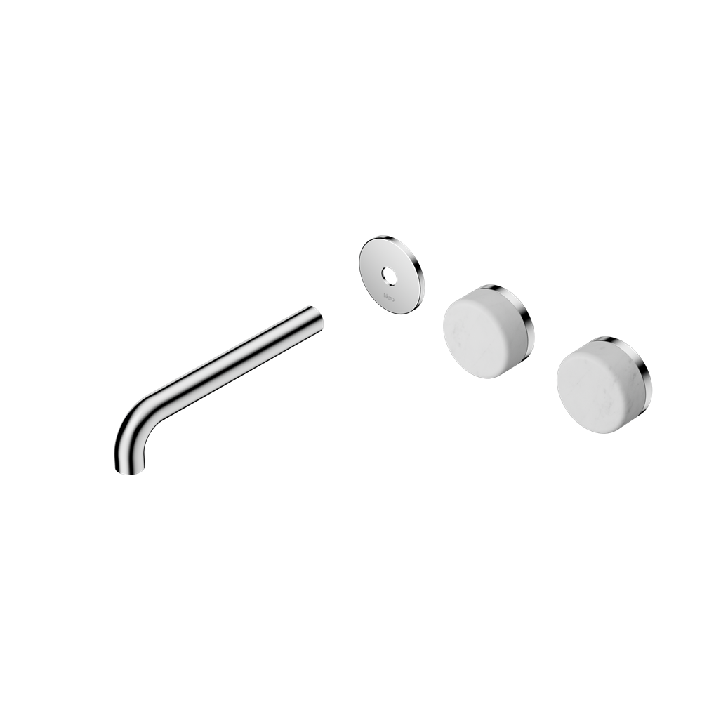 SERENITY WALL BASIN SET 160/185/220MM OFFSET SPOUT WITH CARRARA HANDLE TRIM KIT ONLY CHROME