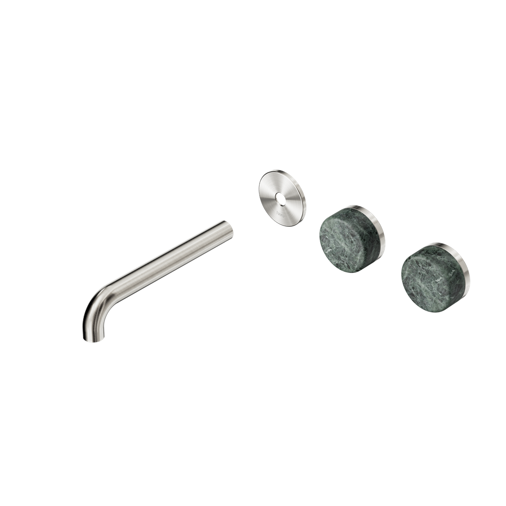 SERENITY WALL BASIN SET 160/185/220MM OFFSET SPOUT WITH VERDE ALPI HANDLE TRIM KIT ONLY BRUSHED NICKEL