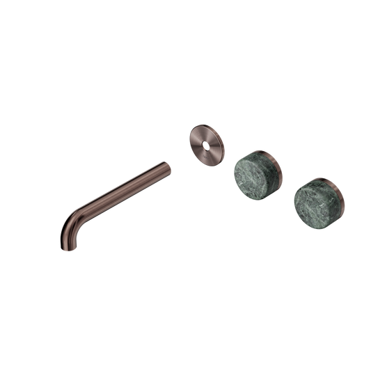 SERENITY WALL BASIN SET 160/185/220MM OFFSET SPOUT WITH VERDE ALPI HANDLE TRIM KIT ONLY BRUSHED BRONZE