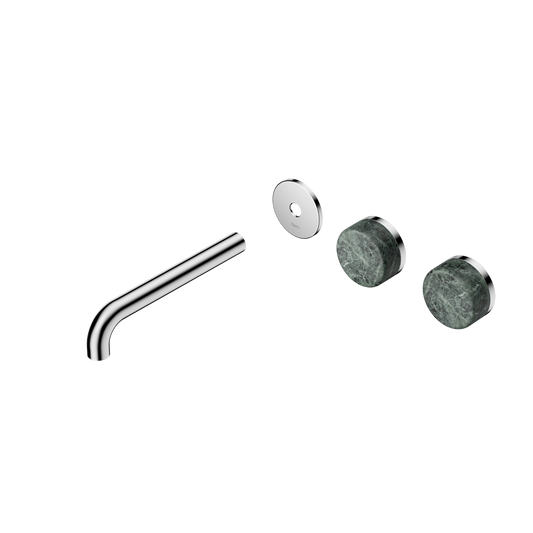 SERENITY WALL BASIN SET 160/185/220MM OFFSET SPOUT WITH VERDE ALPI HANDLE TRIM KIT ONLY CHROME