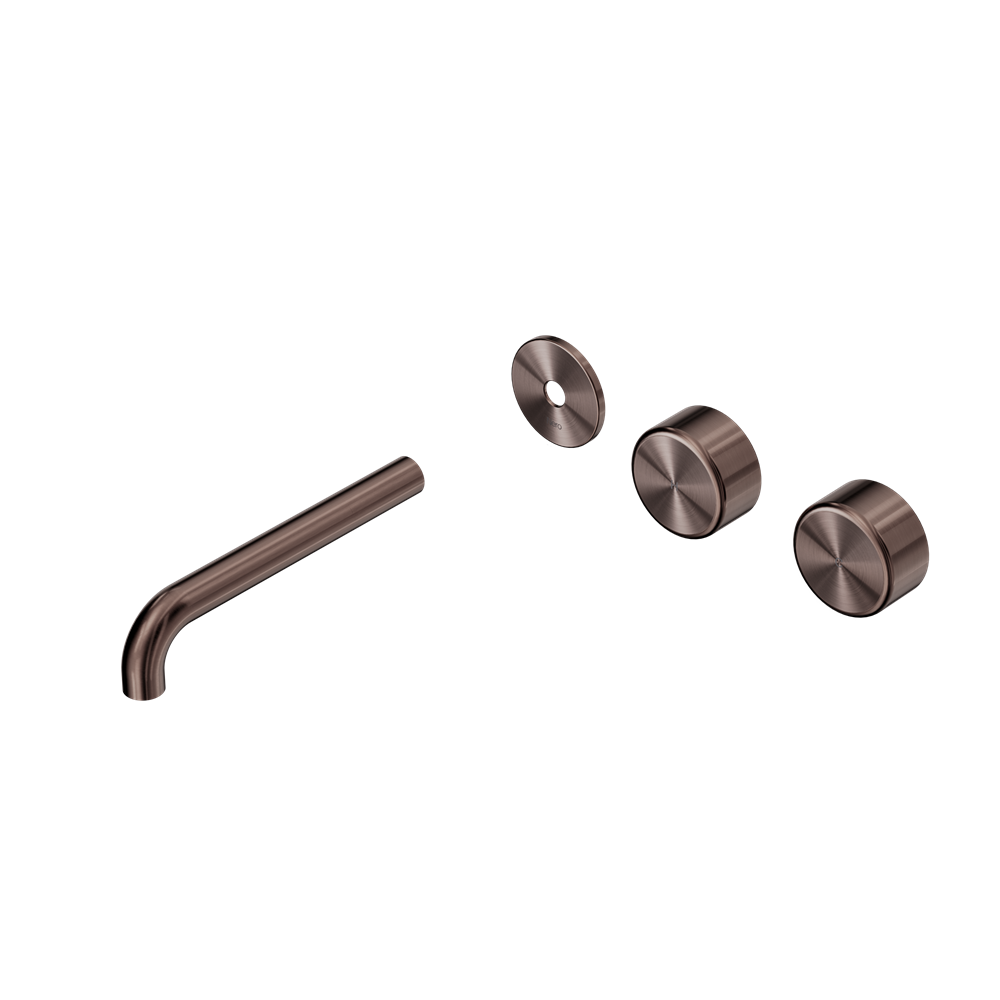 SERENITY WALL BASIN SET 160/185/220MM OFFSET SPOUT WITH METAL HANDLE TRIM KIT ONLY BRUSHED BRONZE